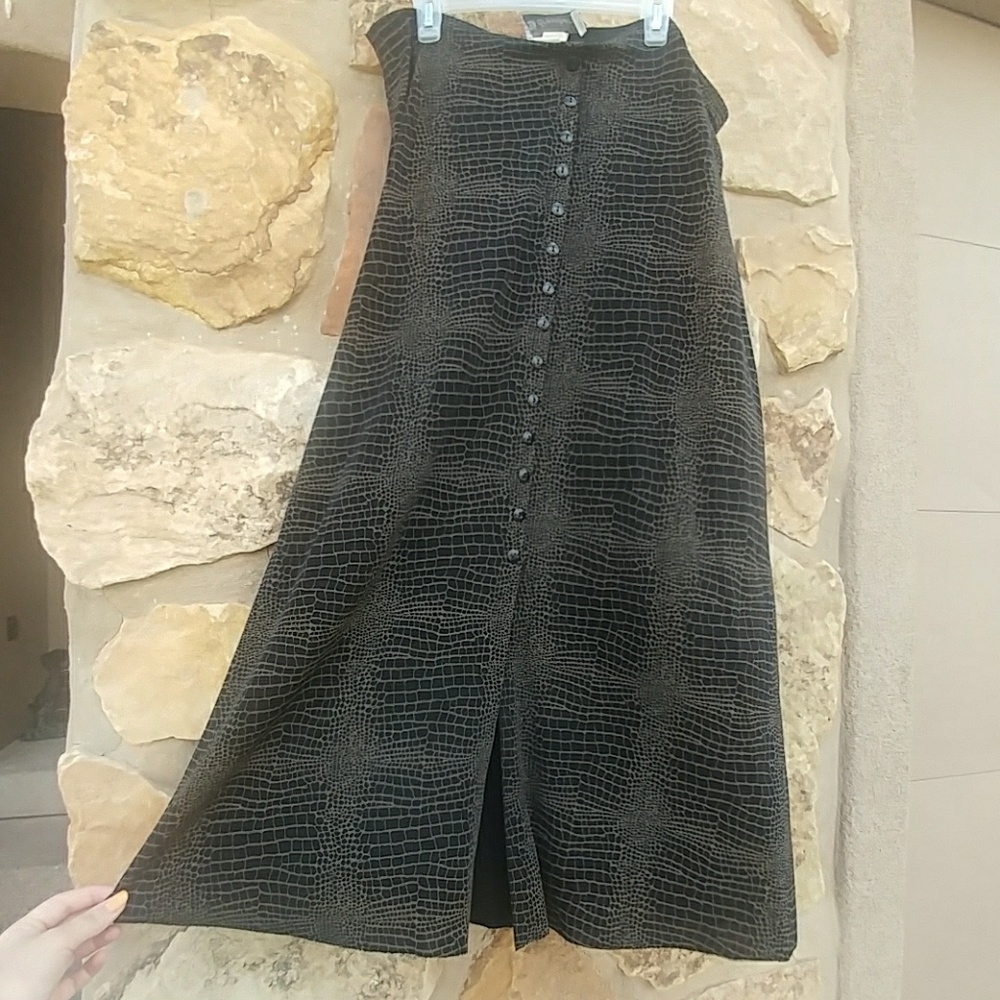 Long button down skirt.