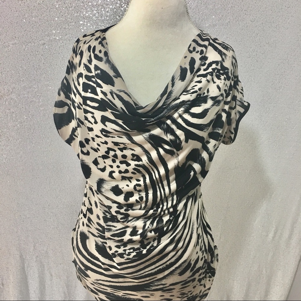 Animal print cowl neck top size large