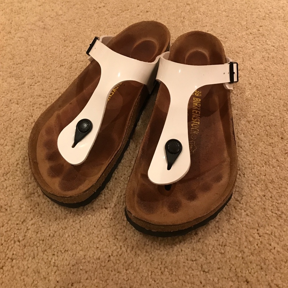 White Gizeh Birkenstock Sandal Size 39