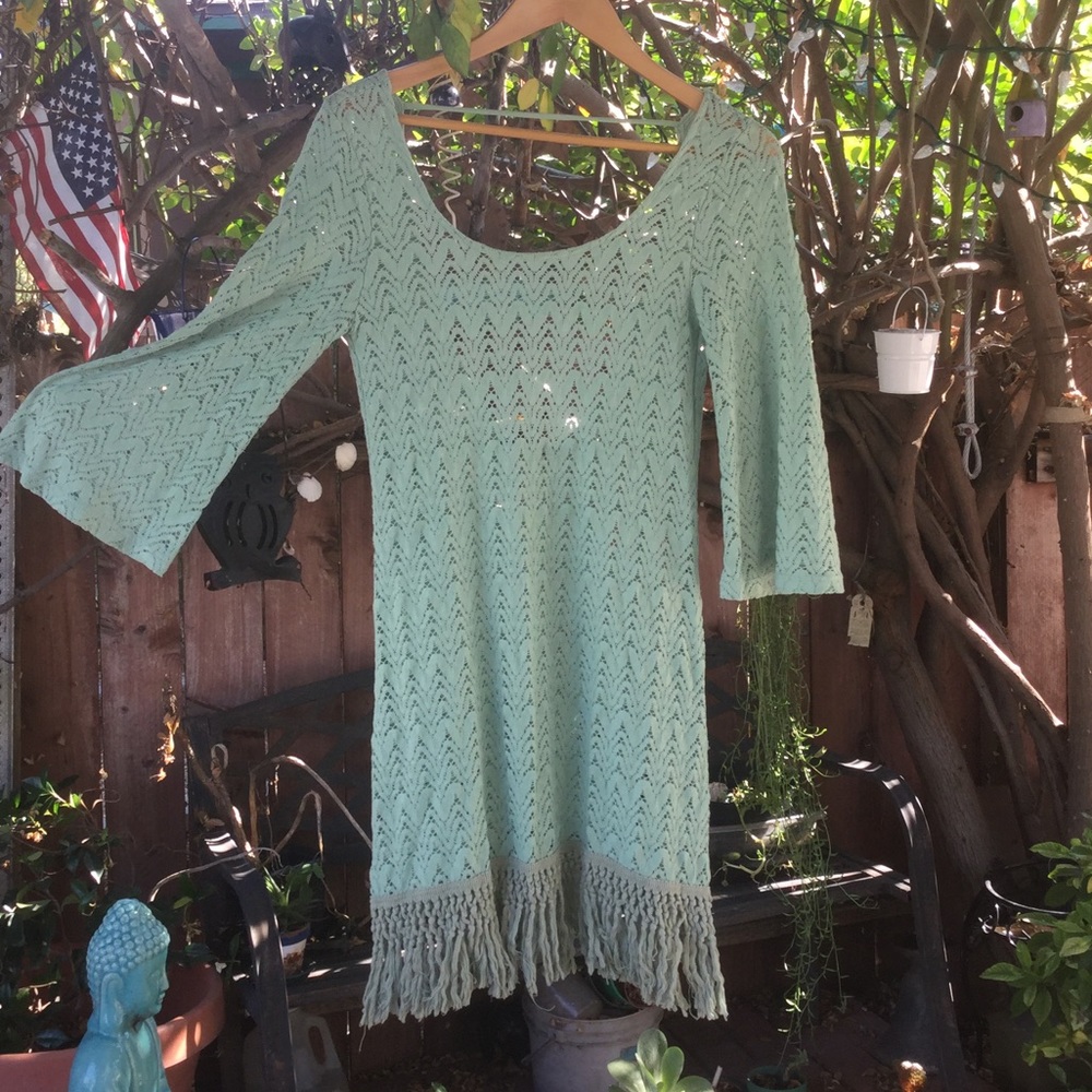 Sea foam knitted hippie dress