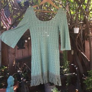 Sea foam knitted hippie dress