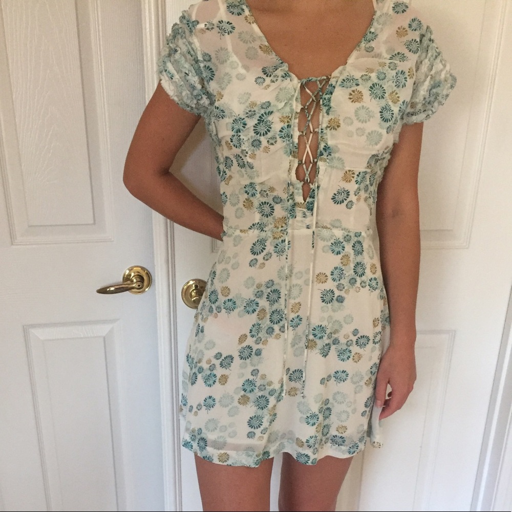Floral lace up dress