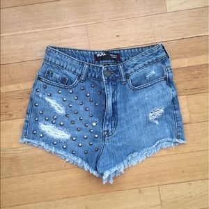 High waisted jean shorts