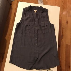 J. Crew gray sleeveless silk blouse