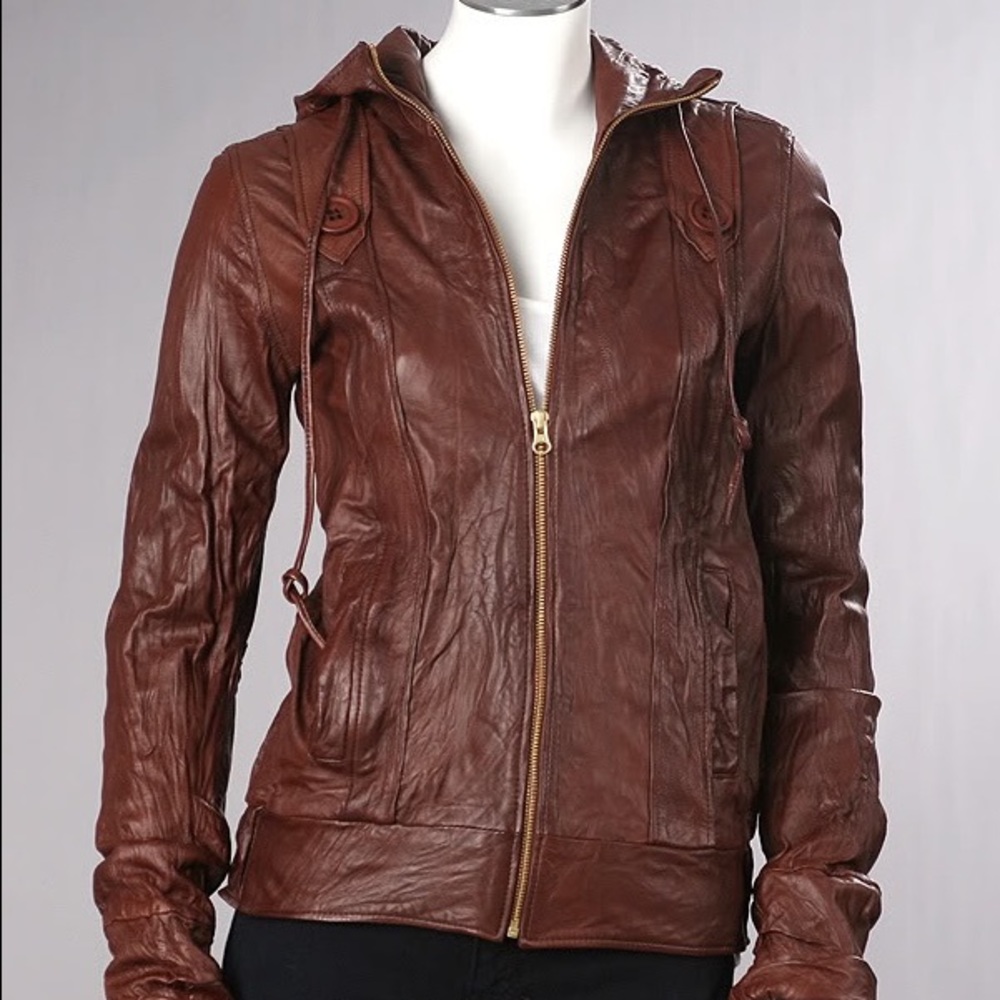 Mike & Chris cognac leather jacket, like new