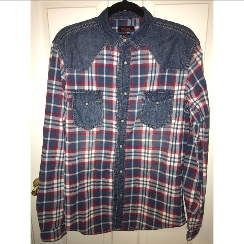 Men's Zara Long Sleeve Western Button Down Size L