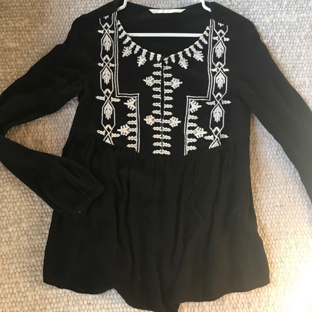 Zara embroidered blouse