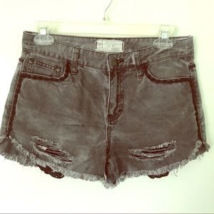 Free People Distressed Grey/Gray Jean Shorts