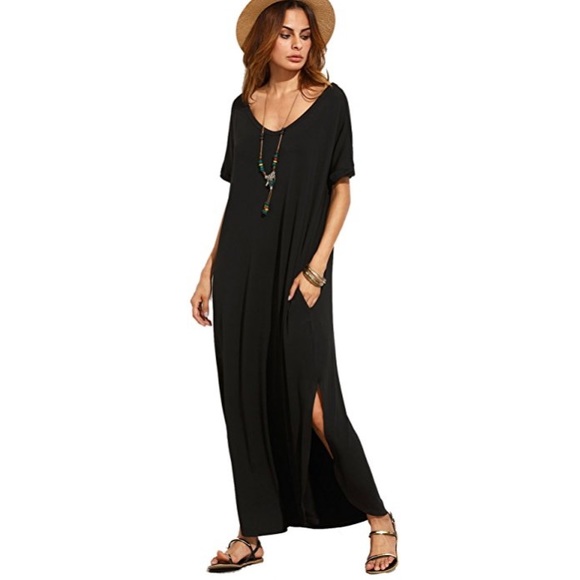 Last Chance! Casual Loose Pocket Split Maxi Dress - Picture 4 of 4