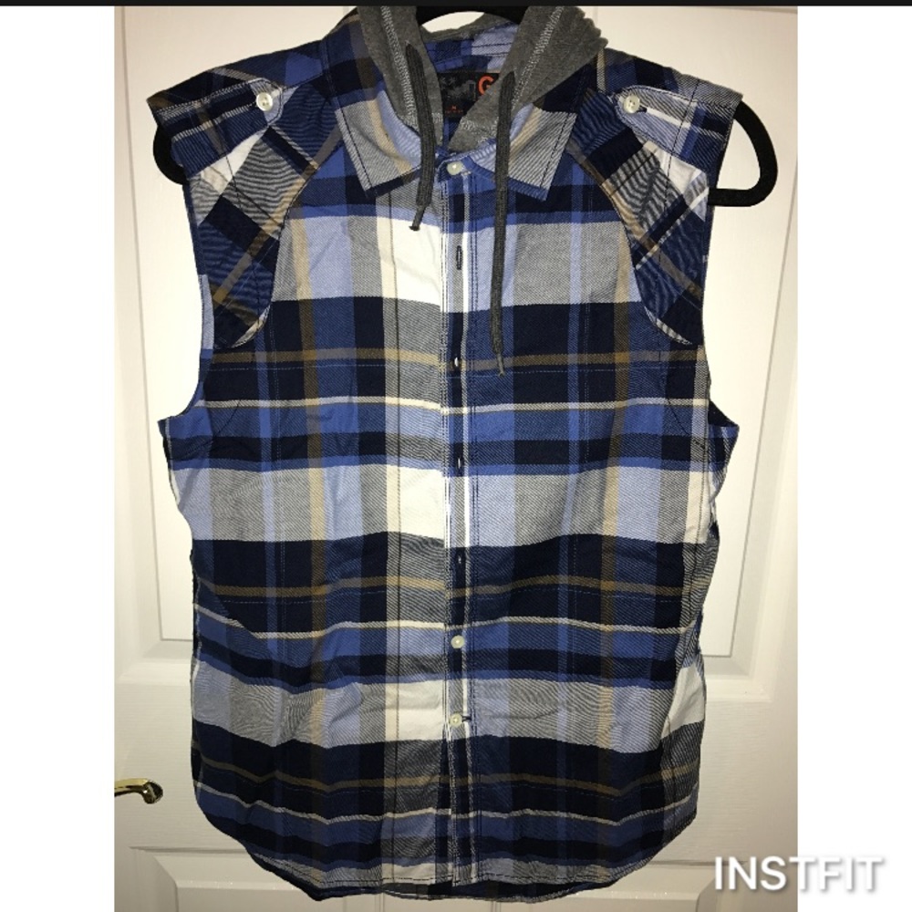 G by Guess Men's Sleeveless Western Hooded Size M