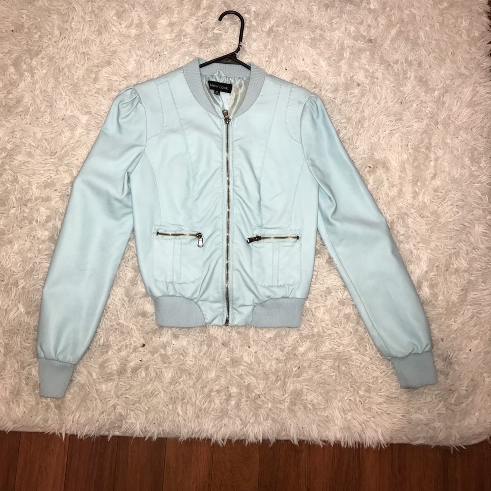 Light blue leather jacket - Picture 2 of 5