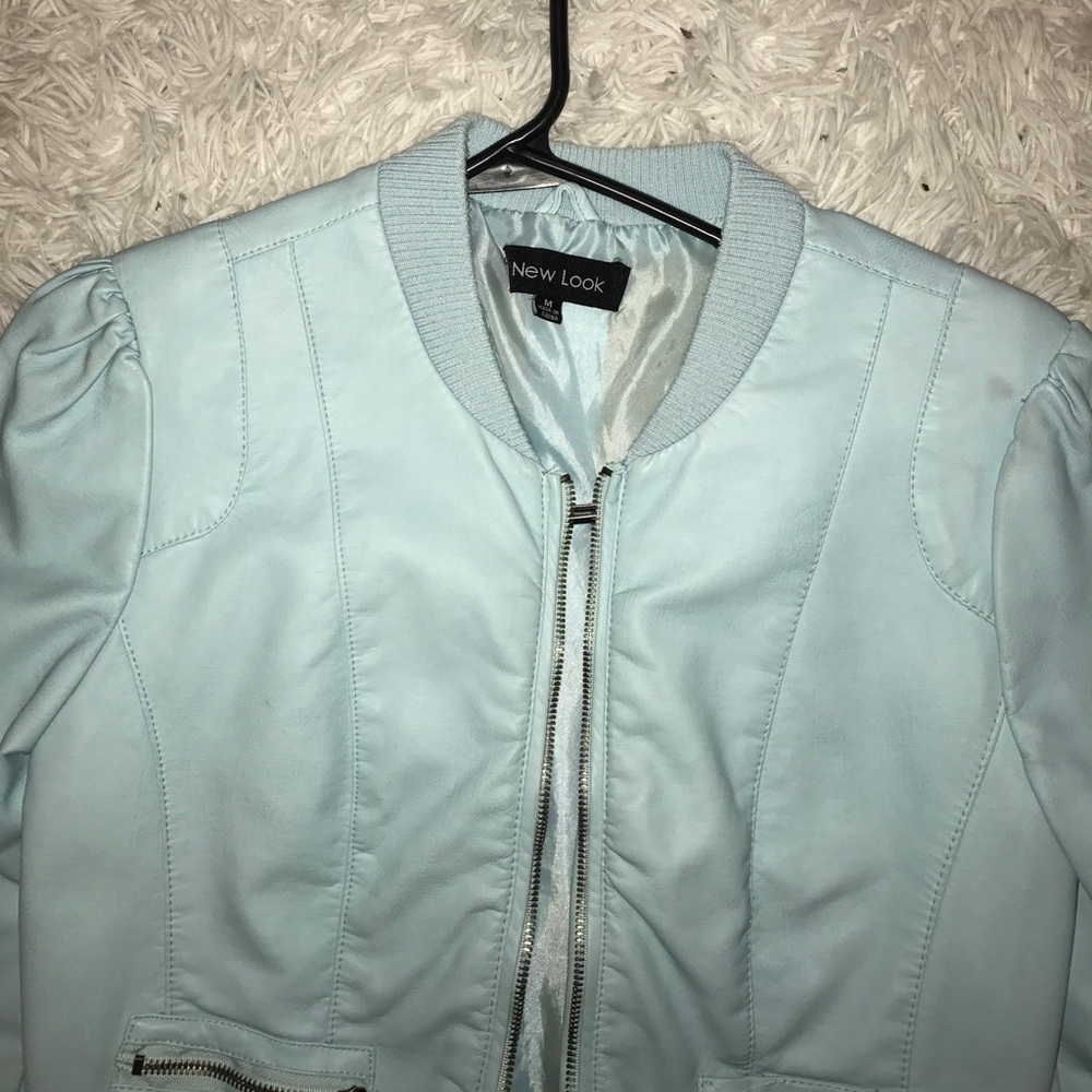 Light blue leather jacket - Picture 4 of 5