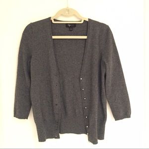 Aqua charcoal gray cashmere cardigan