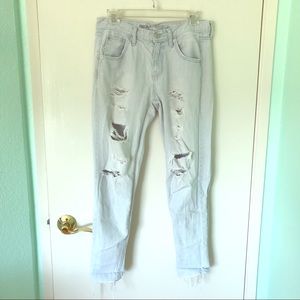 Light-washed Distressed Boyfriend Jeans