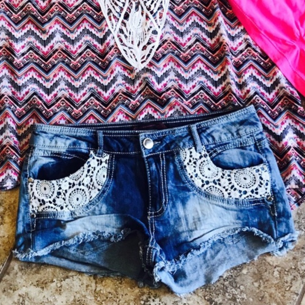 13 JR's Crotchet Distressed Jean Shorts