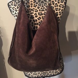Furla Brown Suede Leather Hobo Handbag