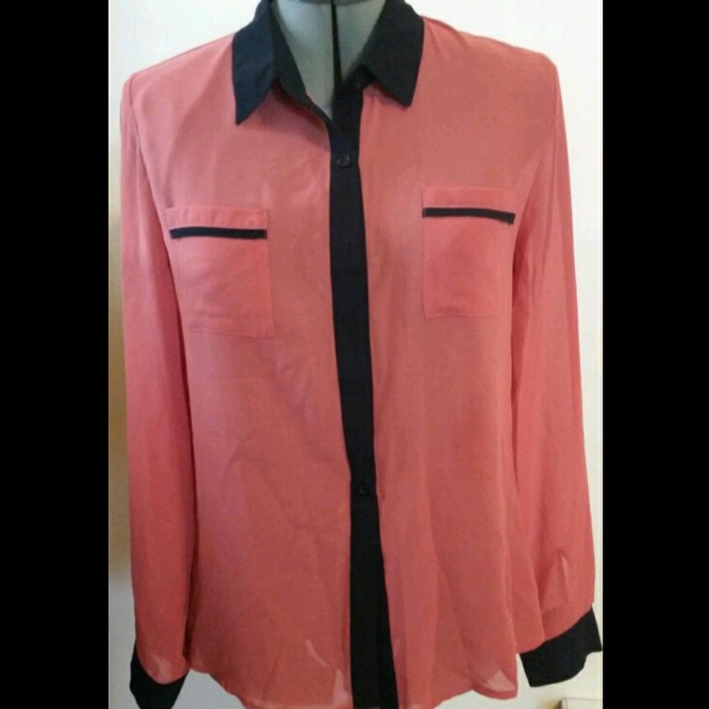 Sheer peach button up