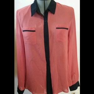 Sheer peach button up