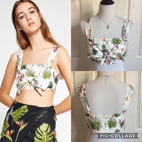 Zara Tops - 🆕Floral Cotton Crop Top