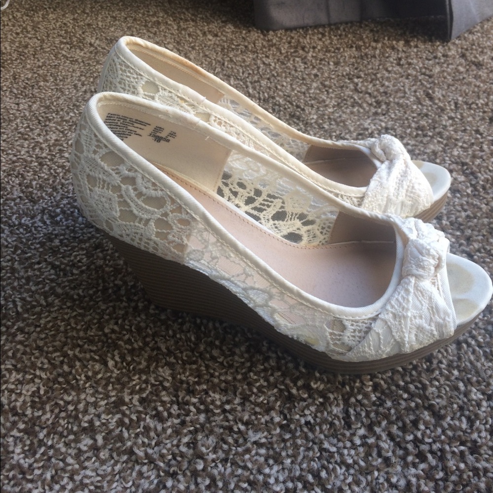 White lace wedges
