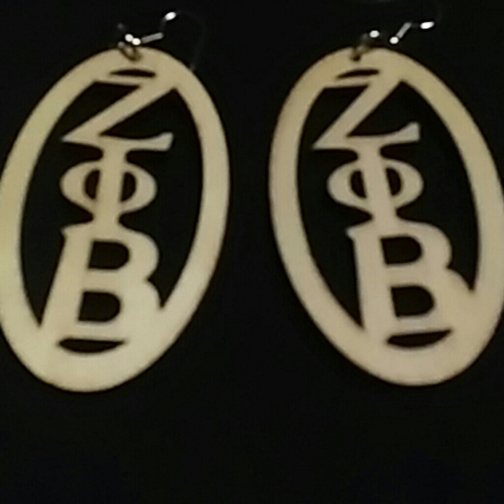 Wooden Zeta Earrings