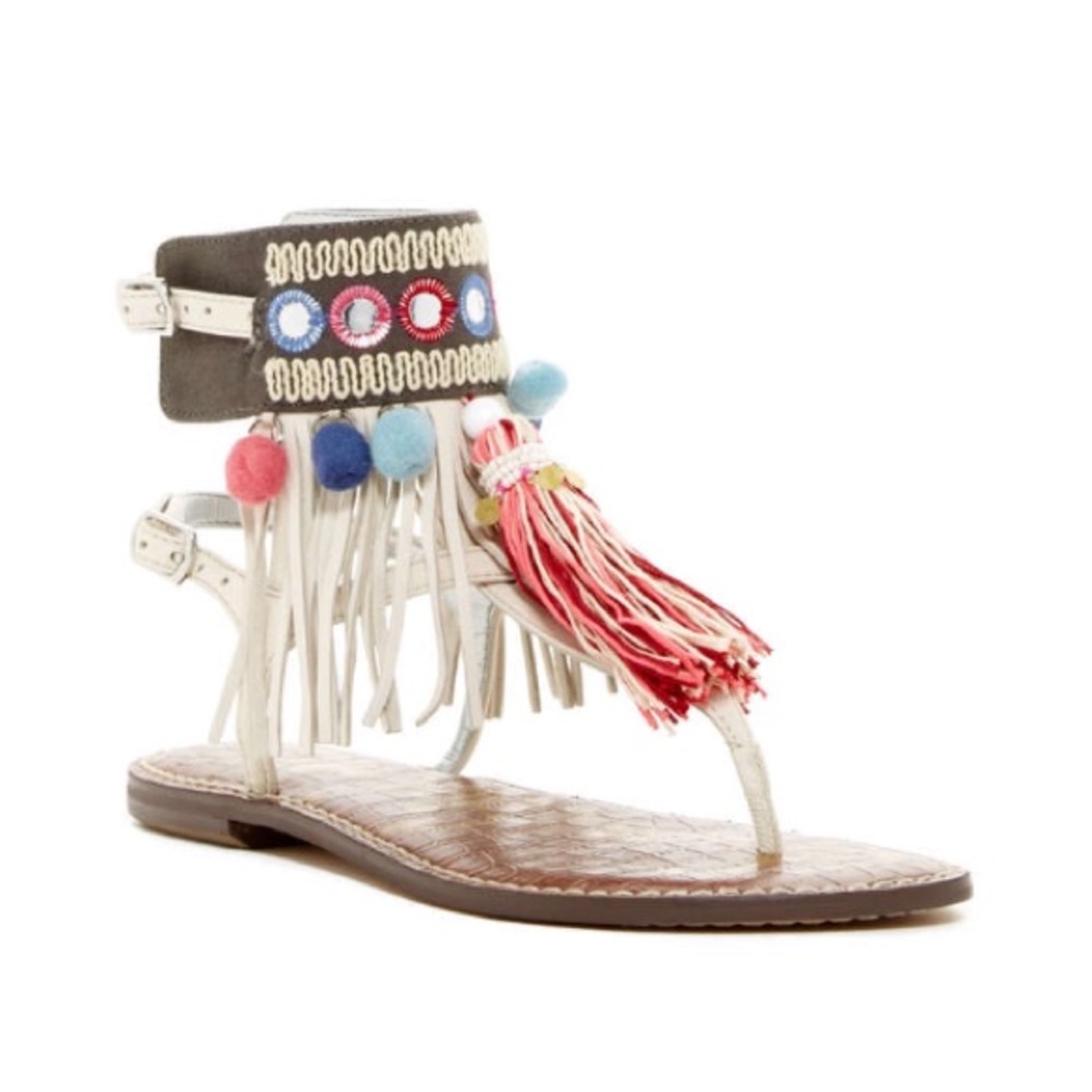 Sam Edelman Gere Embellished Pompom Sandals - Picture 3 of 8