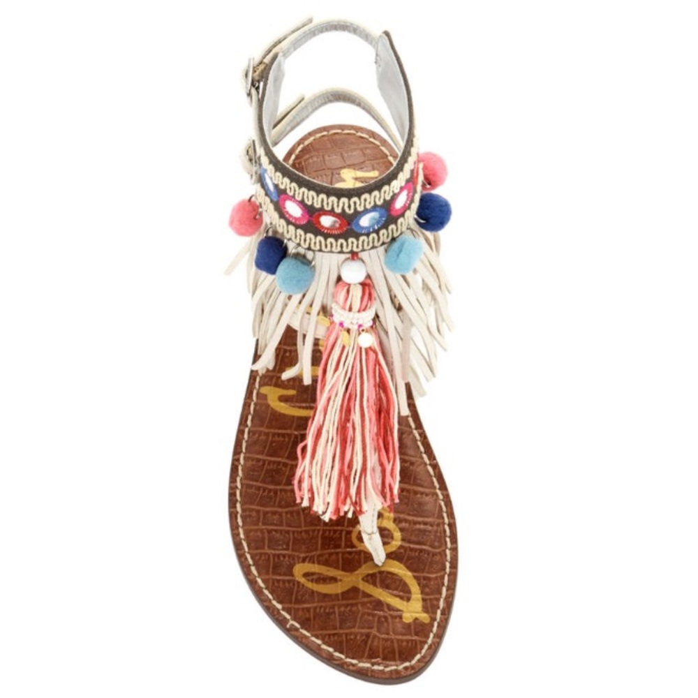 Sam Edelman Gere Embellished Pompom Sandals - Picture 5 of 8