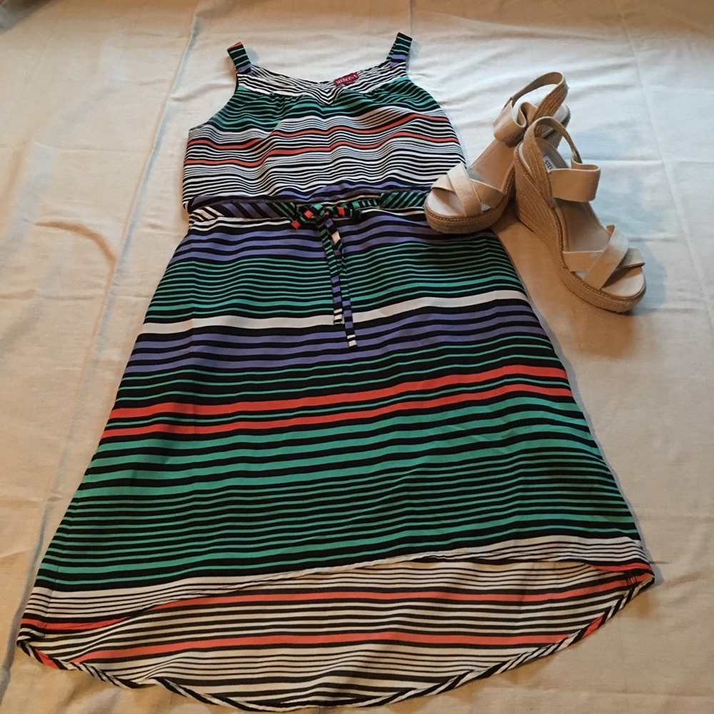 Tie waist high-low dress