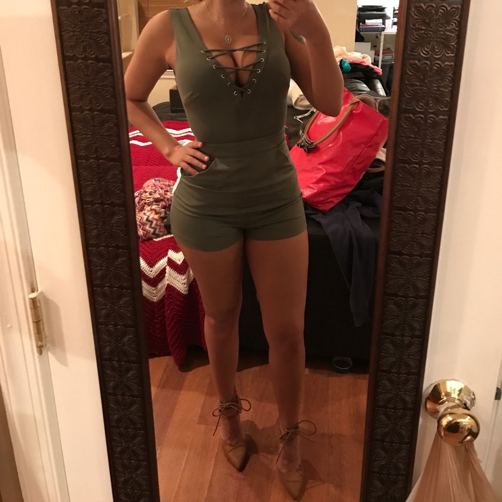 Olive green romper