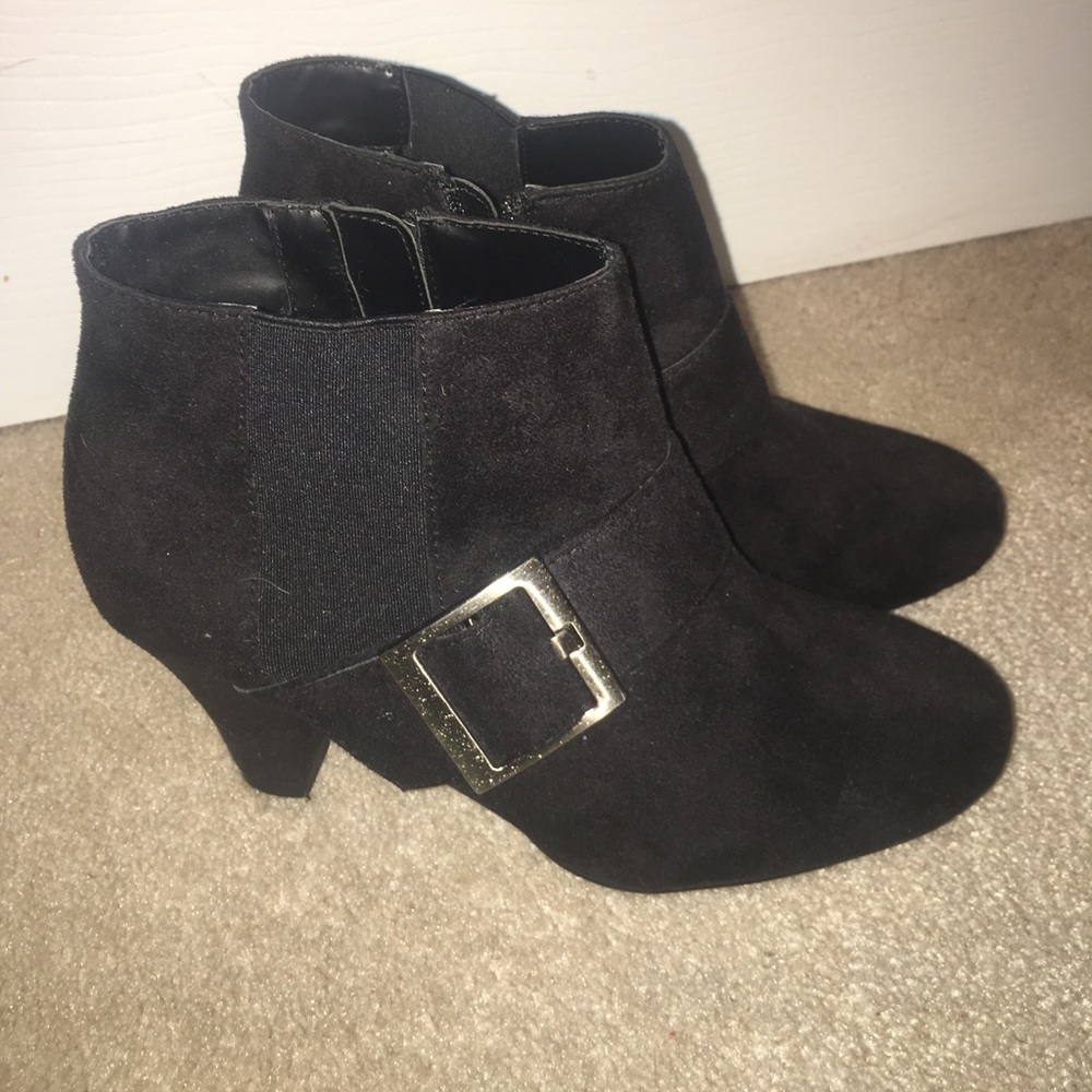 Black short heel booties