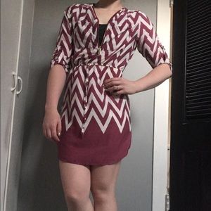 Rue21 3/4 sleeve chevron dress with gold zipper