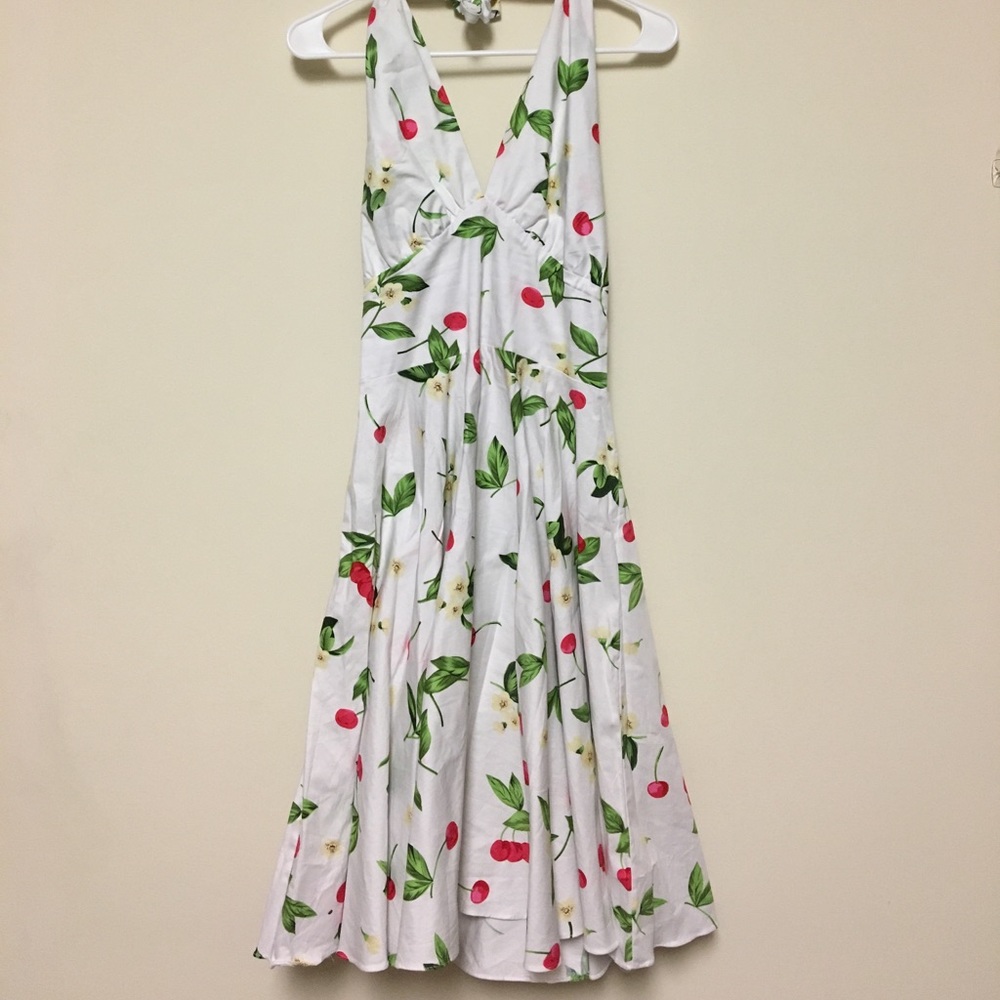 SALE - cherries and blossoms pinup halter M