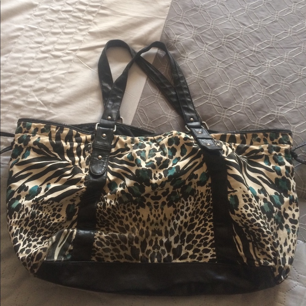 Blue zebra print handbag