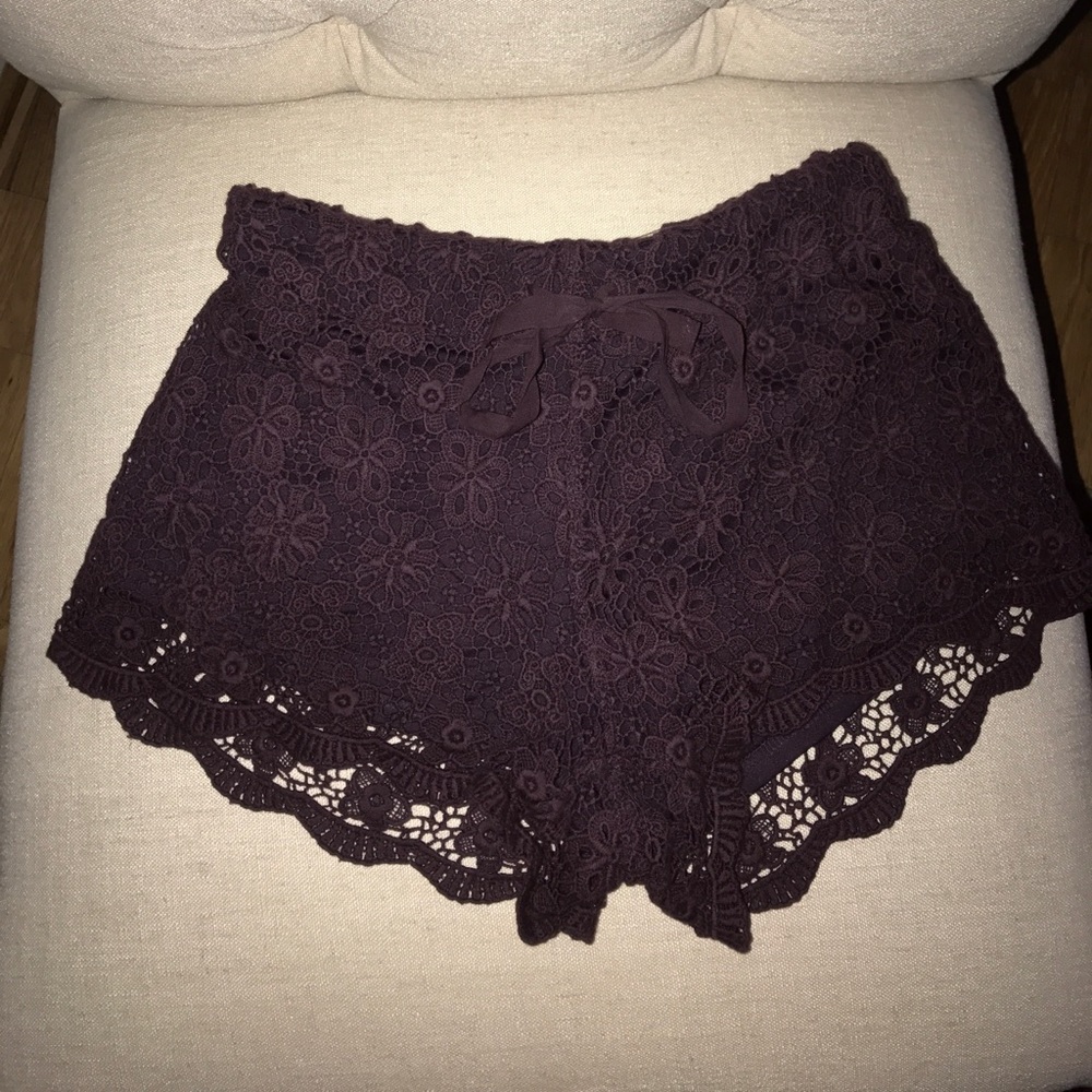 Plum crochet shorts