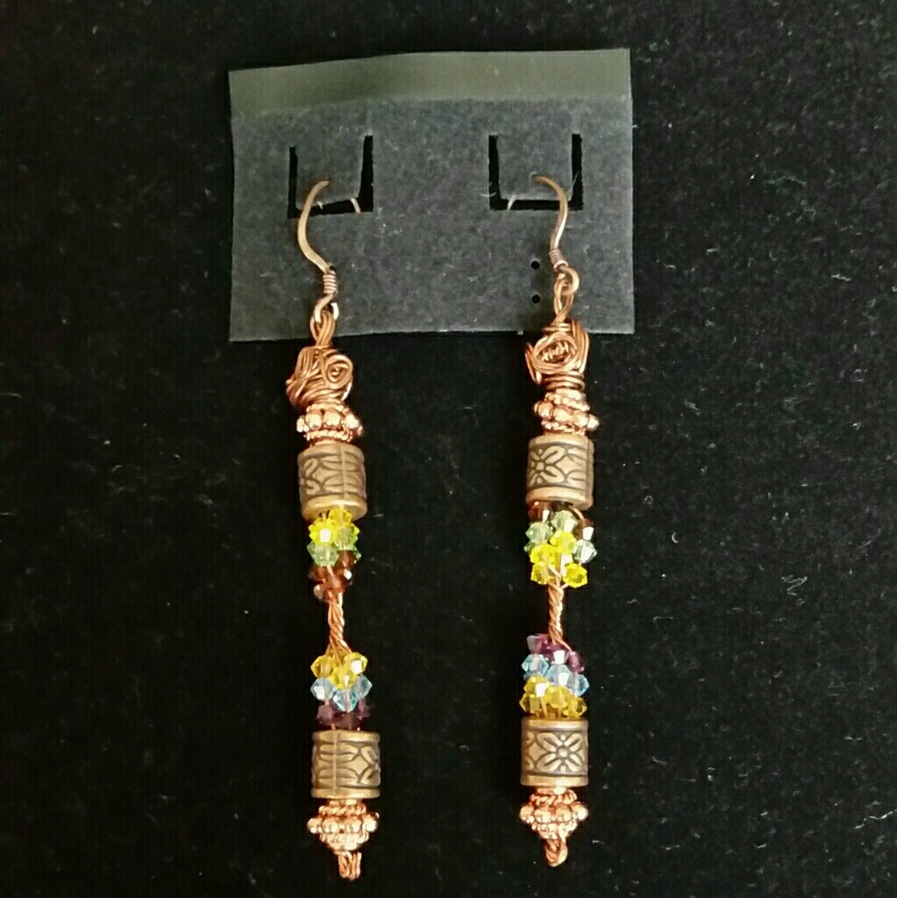 Copper Swarovski crystal earrings