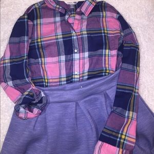 FINAL Old navy pink blue plaid shirt