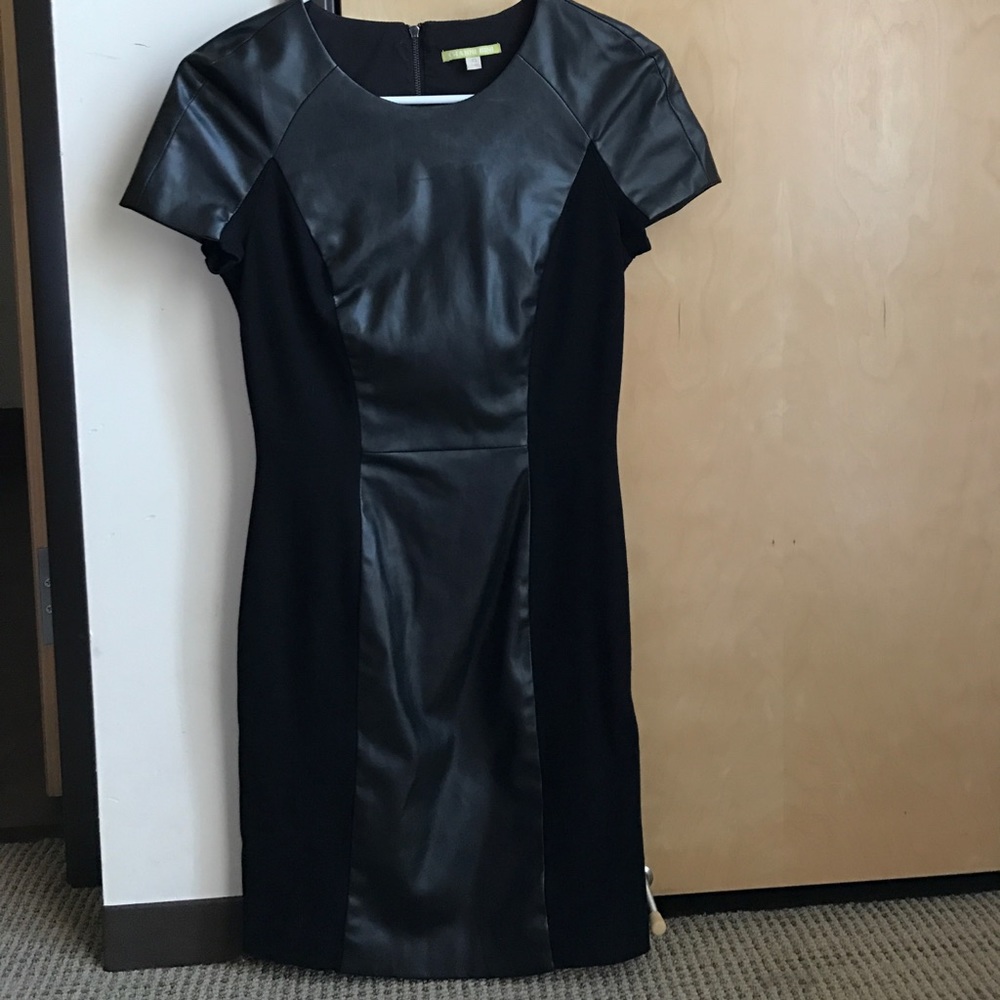 Gianni Bini Black Leather Cocktail Dress, size XS