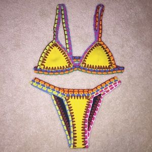 NEW Yellow/Black Crochet Neoprene Bikini Set