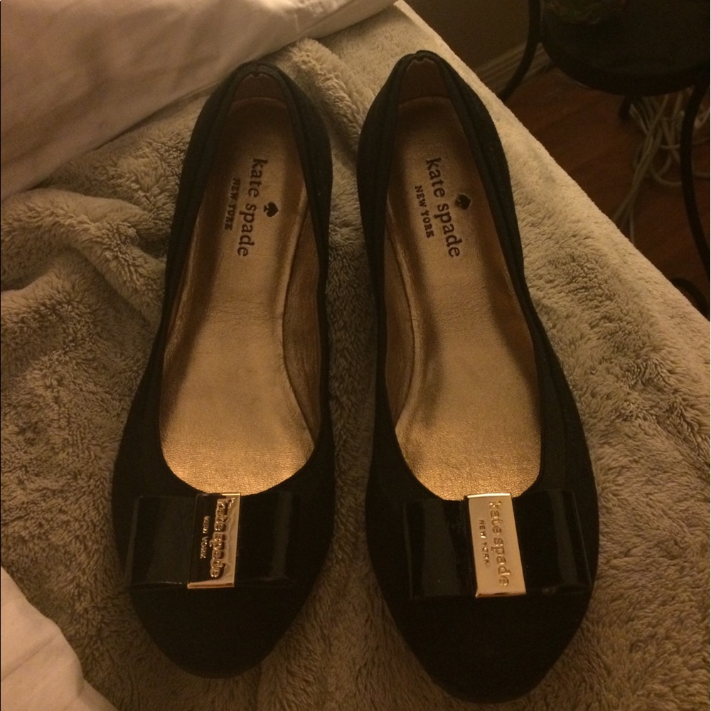 EUC Kate Spade Black "Tock" Ballet Flats w/ Bows