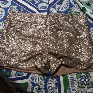 Sequin gold stretch shorts