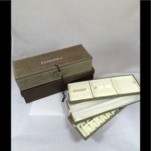 New Pandora Tan Suede 3 Tier Jewelry/Travel Case