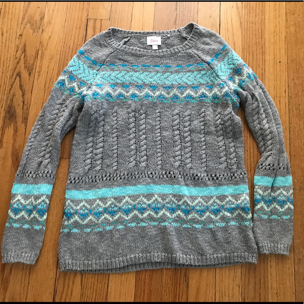 Blue,turquoise,grey justice sweatshirt