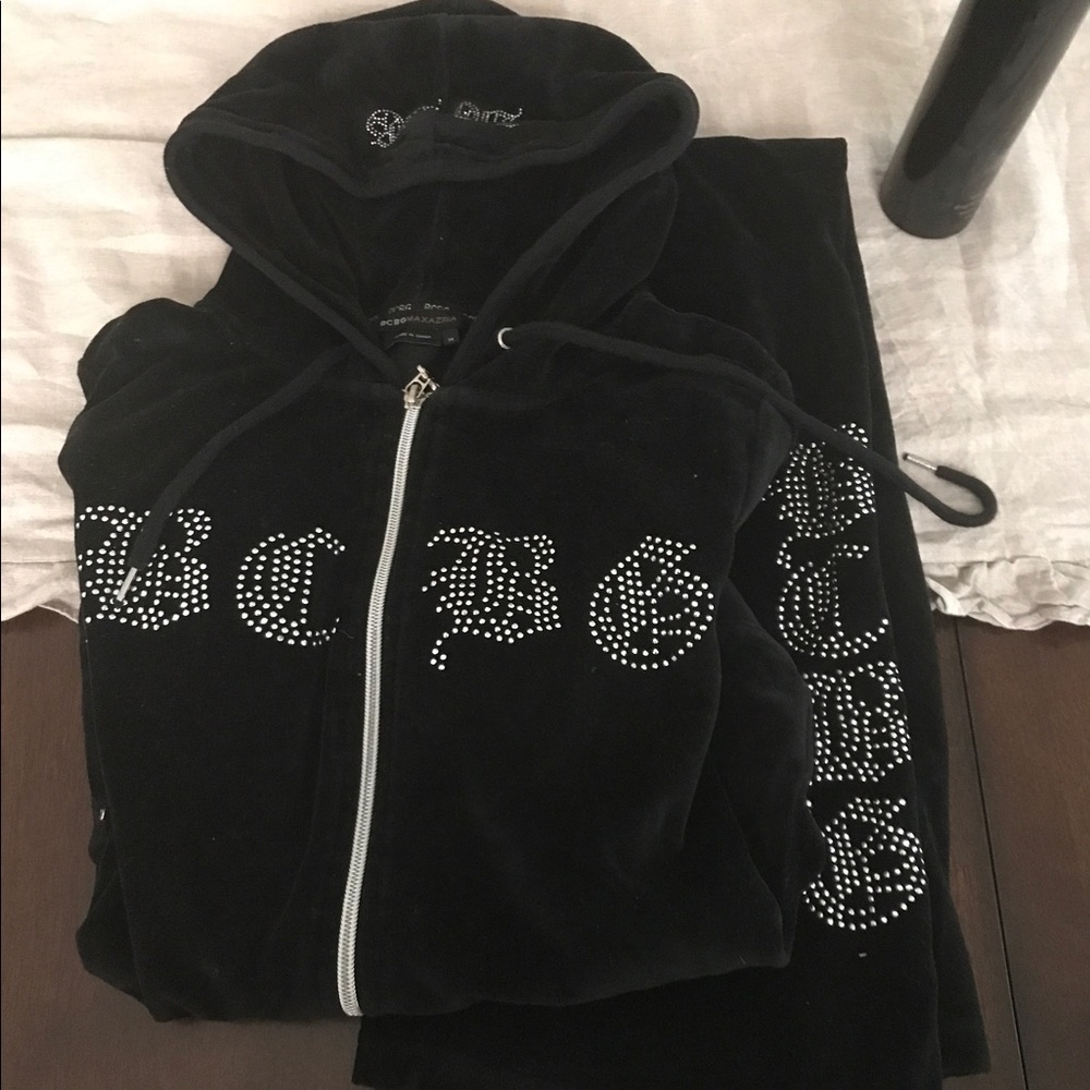 BCBG black velvet track suit