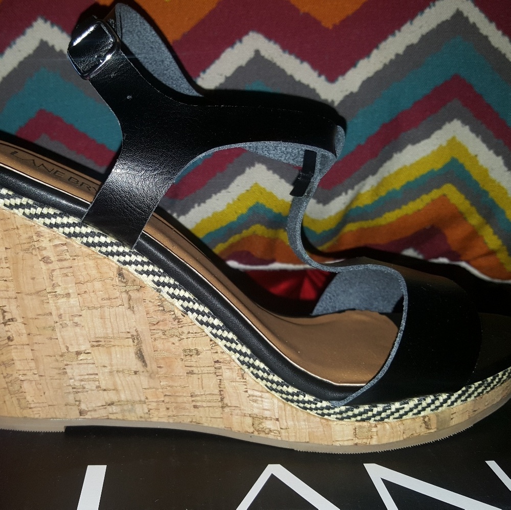 Lane Bryant Black Wedge Open Toe 9W