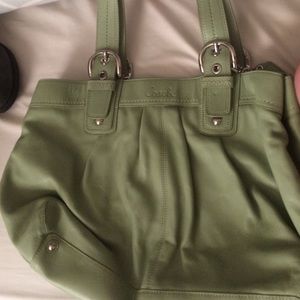 Large green coach shoulder bag