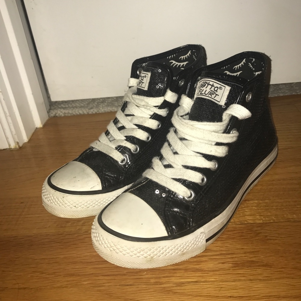 Women's gotta flurt black sparkles 5.5 high top