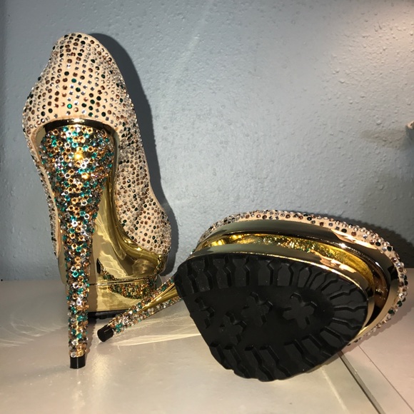 Bling bling rhinestone fancy high heels - Picture 4 of 5