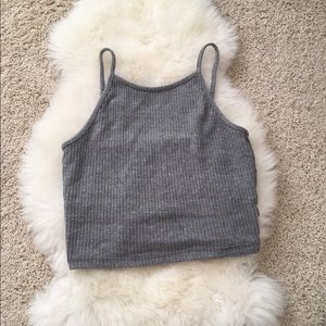 High neck ribbed tank