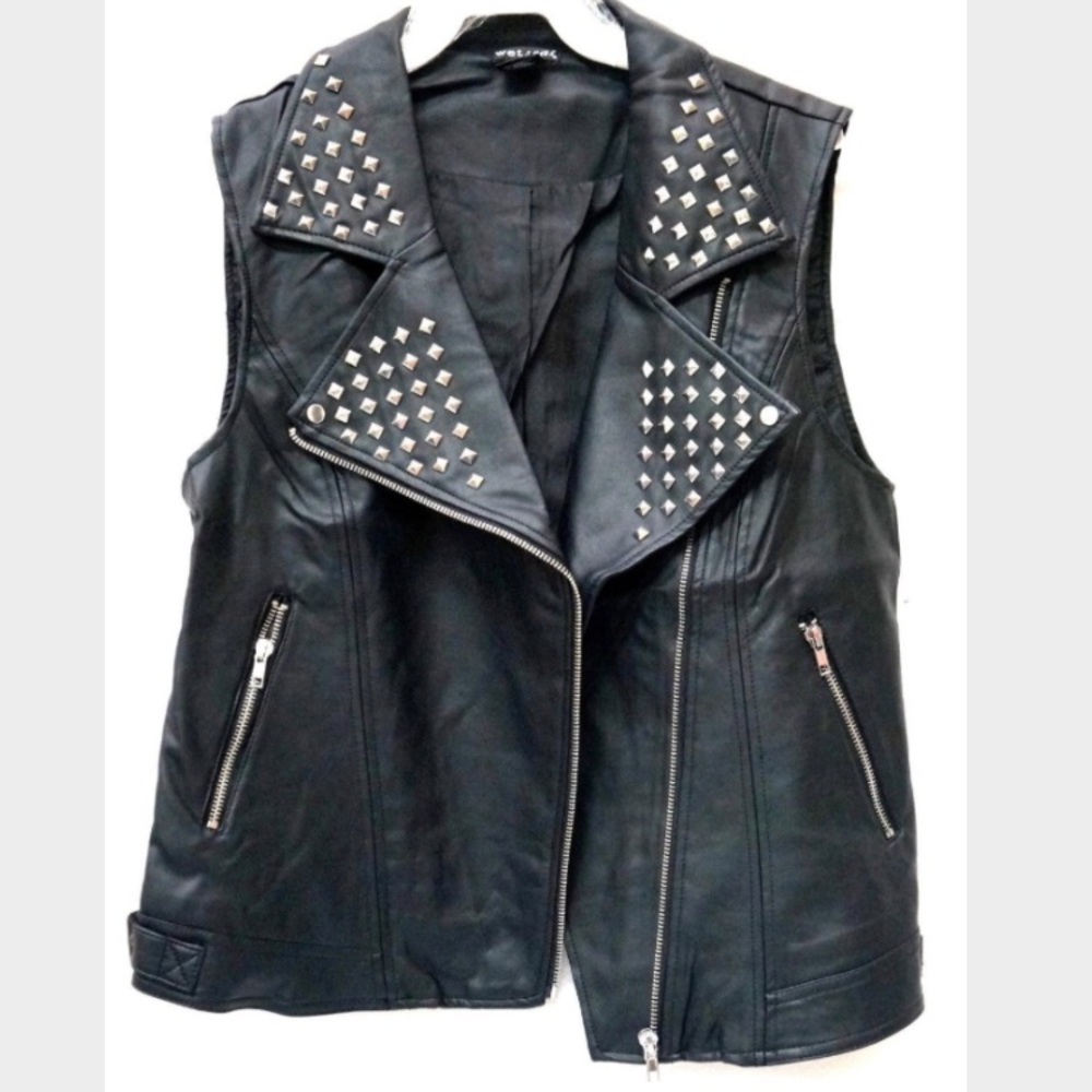 Faux leather studded vest