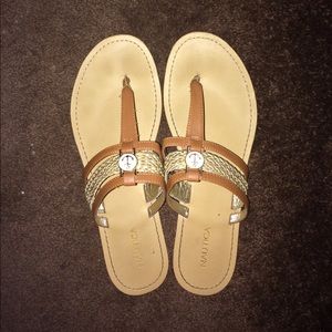 Tan and Gold Sandals